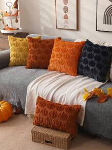 枕套 18x18 秋季装饰秋锈南瓜抱枕套柔软毛绒蓬松羊毛沙发垫套适用于椅子沙发卧室客厅家居装饰 - 橘色 - 查看 4