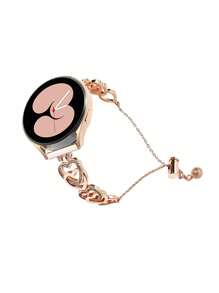1 chiếc Dây đeo đồng hồ nữ hình trái tim đính đá trang trí, thời trang & sang trọng, tương thích với đồng hồ Samsung Galaxy Watch 20mm Dây đeo kim loại phổ thông Valentine - Hoa hồng vàng - Xem 3