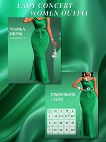 SHEIN Lady Vestido de verano, vestido de graduación, ropa de mujer para otoño, vestidos de mujer, ropa hawaiana, conjunto de ropa para concierto de mujer, ropa de boda de mujer, vestidos de mujer para otoño, atuendos de mujer para otoño, atuendos de despedida de soltera, batas de mujer, vestido de maestra de talla grande, vestidos de otoño, atuendos para salir en invierno, blusa con lazo, ropa de otoño - Verde - Ver 1