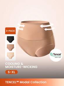 LUVLETTE 3-Pack Modal High-Waist Briefs Women Underwear Panties Set-Earthy Tones - Multicolor - View 2