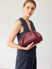 MOTF PREMIUM WOMEN'S FASHIONABLE WINE RED TEXTURED CLUTCH HANDBAG, VALENTINES, BAG FOR WOMEN ELEGANT, LUXURY, PERFECTLY MATCHING WITH PROM ACCESSORIES, FASHIONABLE CLUTCH BAGS FOR WOMAN - Burgundy - View 5