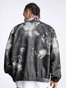 Manfinity NXTstreet Men's Loose Digital Print Long Sleeve Going Out Designer Jacket, For Fall Winter, Spring, Outdoor - Black - View 3