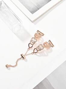 1 chiếc Dây đeo đồng hồ nữ hình trái tim đính đá trang trí, thời trang & sang trọng, tương thích với đồng hồ Samsung Galaxy Watch 20mm Dây đeo kim loại phổ thông Valentine - Hoa hồng vàng - Xem 2