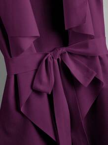 SHEIN Clasi 大码女式夏季纯色翻领无袖长款休闲夹克秋冬