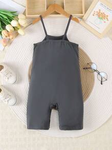 Infant Baby Girls Sleeveless Rompers Backless Jumpsuit Summer Outfit - Black - View 2