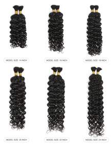 Boho Braids 2pcs Braiding Hair Bulk No Weft Water Wave Crochet Human Hair Natural Black Color Knotless Braids Virgin Human Hair Extensions - Natural Black - View 3