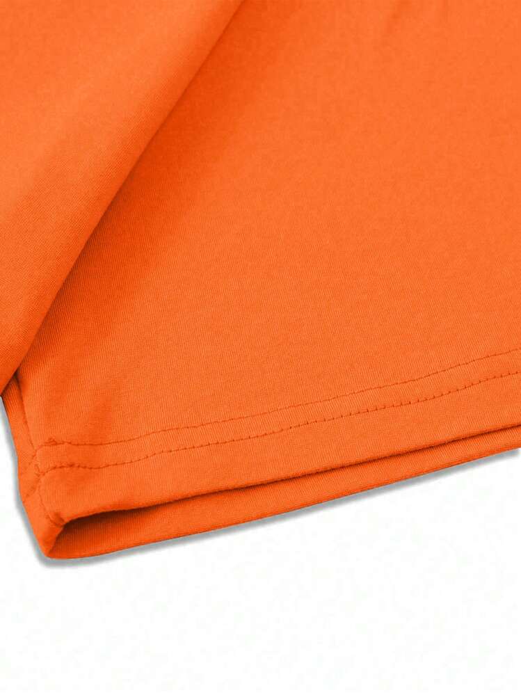 Manfinity LEGND Men's Casual Letter Print Short Sleeve T-Shirt, Summer - Orange - View 5