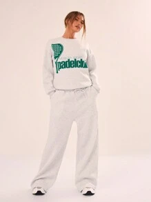 Musera Sport Padel Club Print Crew Neck Only Sweatshirts, Padel Racquetball Pickleball Tennis Gym Fitness - Light Grey - View 1