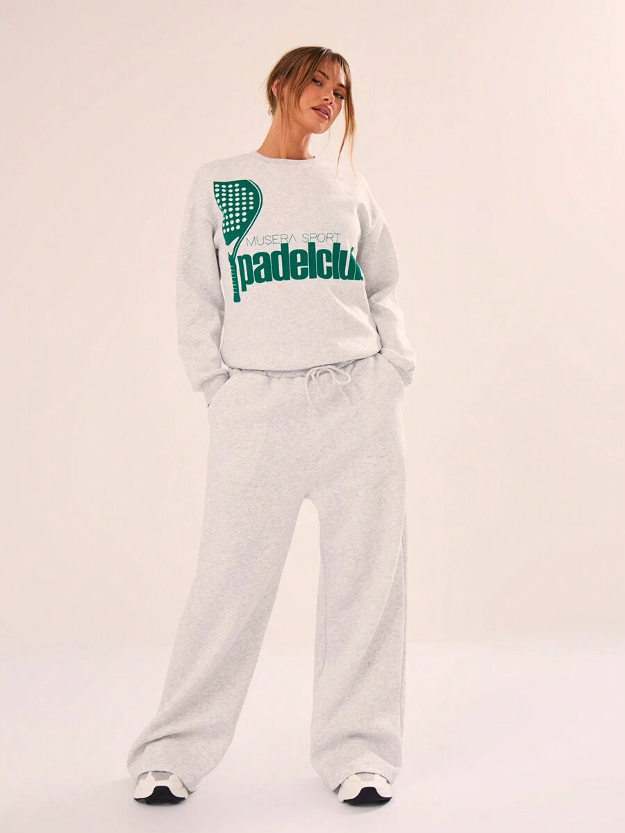 Musera Sport Padel Club Print Crew Neck Only Sweatshirts, Padel Racquetball Pickleball Tennis Gym Fitness - Light Grey - View 1