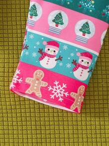 Bộ trang phục Giáng sinh 2 món cho bé gái, áo trắng in hình ông già Noel và quần dệt kim rộng rãi họa tiết, thường ngày mùa đông - Nhiều màu - Xem 7