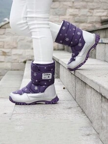 Botas de nieve de invierno de alta top cómodas y de moda para niños - Morado - Ver 3