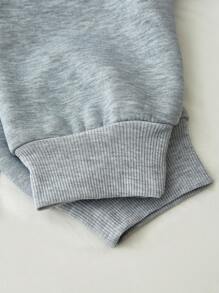 Chiquease Solid Color Pullover Hoodie With Drawstring Pouch Pocket & Thermal Lined For Women Fall - Grey - View 3
