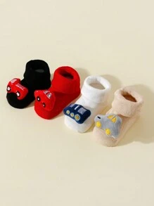4pairs Baby Anti-Slip Car Pattern Socks, Suitable For Spring And Autumn - Multicolor - View 5