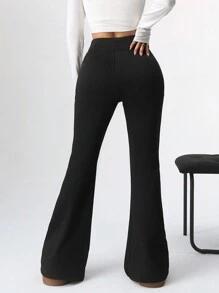 SHEIN EZwear Pantalones acampanados con forro térmico para mujer, corte ajustado
