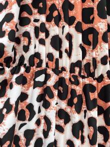 SHEIN Unity Camisa de manga larga con estampado de leopardo y cruce en la cintura, para mujer talla grande, casual - Multicolor - Ver 4