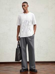 AKNOTIC Business Casual Quần dài thường ngày dệt kim dáng rộng ống rộng cho nam, cạp vừa, nhiều túi, màu xám đậm - Màu xám đen - Xem 7