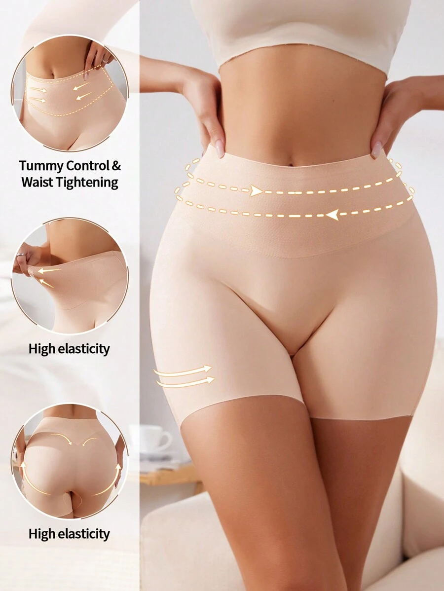 Snug Zone 1pc Women's High-Waist Solid Color Shaping Shorts - Dusty Pink - View 1