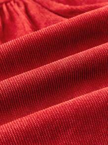 Cozy Pixies Baby Girl Ruffled Peter Pan Collar Lantern Sleeve Waisted Dress, For Christmas - Rust Brown - View 6