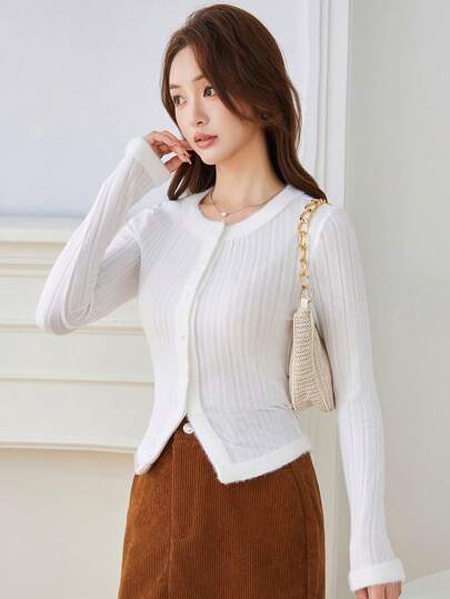 EastFlair Einreihiges, langärmliges Freizeit Top für Damen Einfarbig, Frühling & Sommer