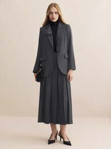 BizChic Women's Elegant Office Wear 3D Floral Suit Office Attire - Grey - View 4