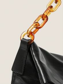 SHEIN BAE Tas Tangan Wanita Portabel Kapasitas Besar Warna Hitam - Hitam - View 5