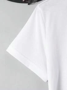 INAWLY Plus Size Crew Neck Short Sleeve Letter & Halloween Element Printed T-Shirt - White - View 4