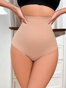 女士无缝塑身裤，收腹裤 - 駝色 - 查看 6