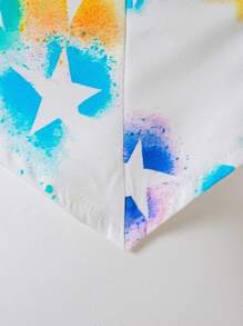 青少年女孩时尚彩色涂鸦印花短款上衣和松紧腰裙套装