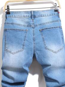 Manfinity Homme Men's Casual Distressed Cone Jeans - Light Wash - View 4