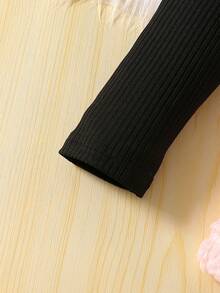 少女 2 件套：长袖纯色连衣裙和无袖背心，粉色 - 彩色 - 查看 3