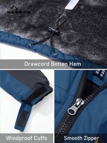 KEFITEVD Men's Winter Ski Jacket Water Resistant Windproof Snowboard Thermal Lined Hooded Winter Clothes 4 Pockets Parka Hiking Camping Climbing - Navy Blue - View 5