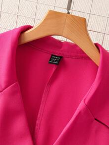 Chiquease 1 pièce Veste blazer rose simple et élégante à col châle, manches longues, pour femmes au printemps/automne - Rose vif - Voir 3