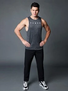 Manfinity Sport Corelite Bộ đồ thể thao nam kiểu boyfriend đơn giản gồm áo không tay in họa tiết và quần màu trơn, thích hợp cho mùa hè, tập gym, tập luyện. - Nhiều màu - Xem 8
