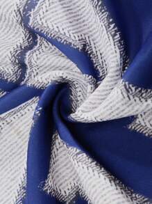 ROMWE MEN Street Life 2pcs Men's Letter Print Hooded Sweatshirt And Drawstring Shorts Casual Outfit, Spring/Fall - Blue - View 5