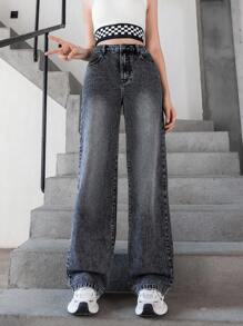 Teen Girls Bow Print Denim Jeans,Holiday,Summer,Travel - Black - View 7