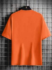 Manfinity LEGND Men's Casual Letter Print Short Sleeve T-Shirt, Summer - Orange - View 2