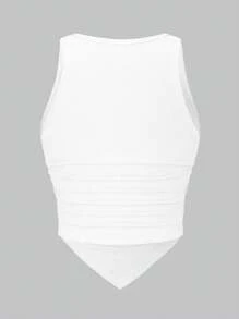 Calvaya Plus Size Solid Color Asymmetric Hem Casual Tank Top