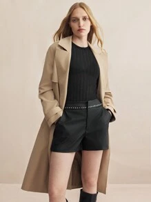 BizChic Quần short da dành cho nữ mặc đi làm và đi nghỉ - màu đen - Xem 8