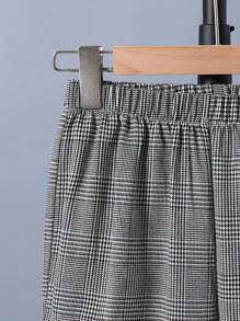 Tween Boy Plaid Cargo Pocket Straight Loose Casual Pants - Grey - View 5