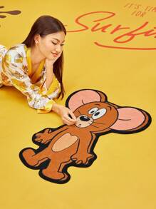 TOM & JERRY X SHEIN 1 pieza Alfombra con estampado de ratón de dibujos animados - Marrón - Ver 2