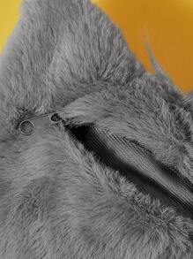 TOM & JERRY X SHEIN Cartoon Cat Embroidered Plush Super Soft Hanging Pouch - Grey - View 7