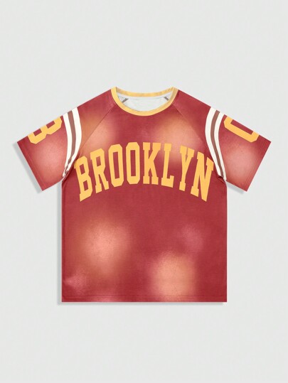 Prep Men's Letter Print Round Neck Short Sleeve Casual T-Shirt, Summer