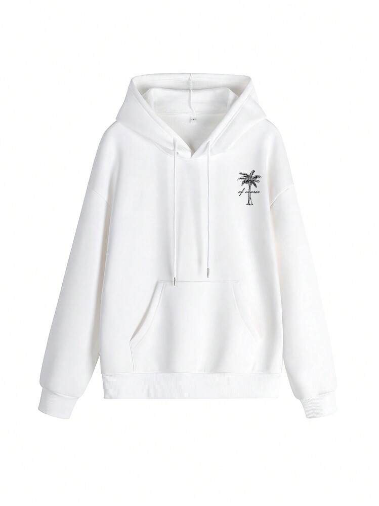 Women's Winter Graphic Long Sleeved Drawstring Hoodie With Pocket ,Casual Loose And Versatile Holiday Style Tops,Fashionable Winter Women Clothes Suitable For Daily Wear - White - View 4