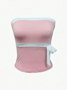 INAWLY Áo băng đô trang trí nơ màu sắc dành cho nữ, mùa hè - Màu Hồng baby - Xem 4