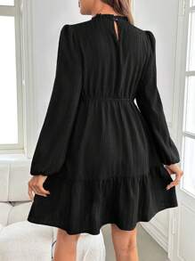 SHEIN Maternity Elegant Green Long Formal Dress With Lantern Sleeves And Side Slit, Fitted Maxi Pregnancy Dress