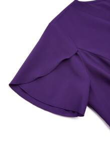 TaskEZ Plus Size Solid Color V-Neck With Pockets Short Sleeve Top And Pants Uniform Scrub Set - Purple - View 6