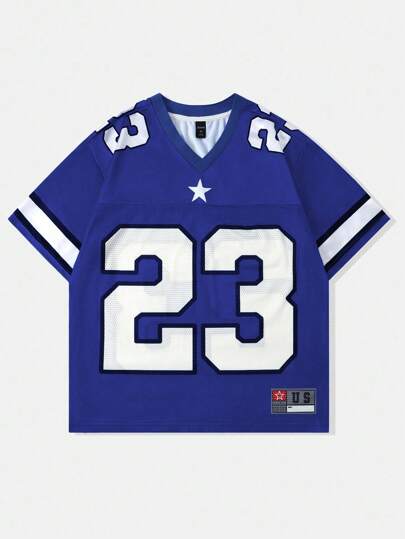 Street Life T-shirt style maillot de football à manches courtes avec maille contrastée pour hommes