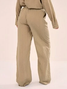 MUSERA Women Striped Linen Tie Waist Beach Trousers Summer Pants Boho Summer Cute Chic Elegant - Green - View 2