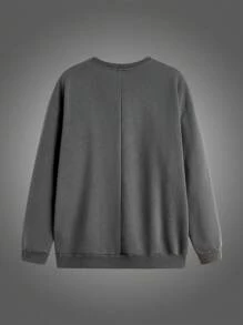 Manfinity VCAY Plus Size Men's Casual Snow Powder Texture Loose Fit Pullover Sweatshirt