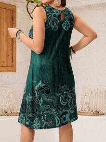 EMERY ROSE Váy in hoa màu xanh cỡ lớn - Màu xanh lá cây đậm - Xem 2